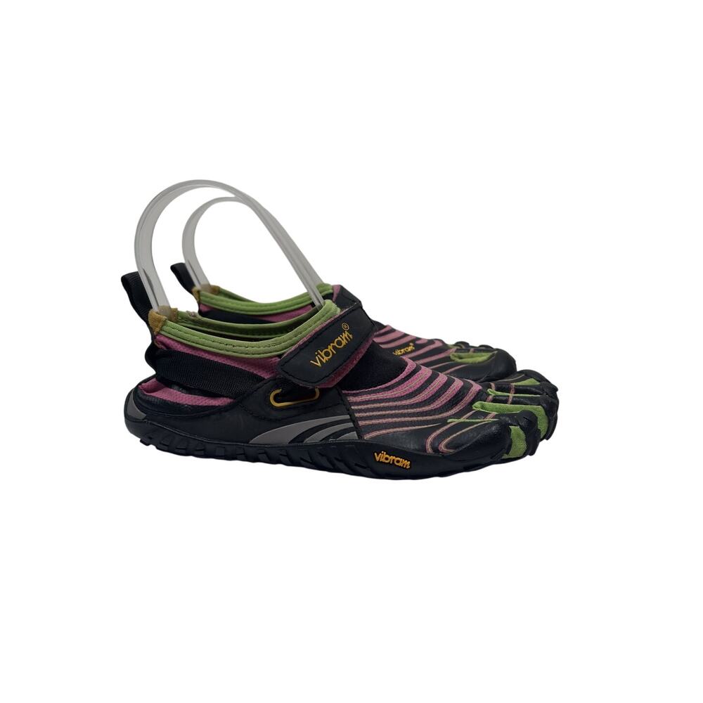 Vibram Spyridon Toe Shoes Womens 36 6.5-7 Black Pink Green Fivefingers Mesh